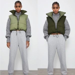 ZARA Reversible Vest (Sage green/Khaki green)